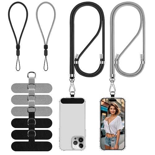 Lousrnman Cell Phone Lanyard, Universal 2× Phone Crossbody Lanyard for Men and Women, 2× Wrist Phone Strap and 6× Upgraded Connectors Compatible