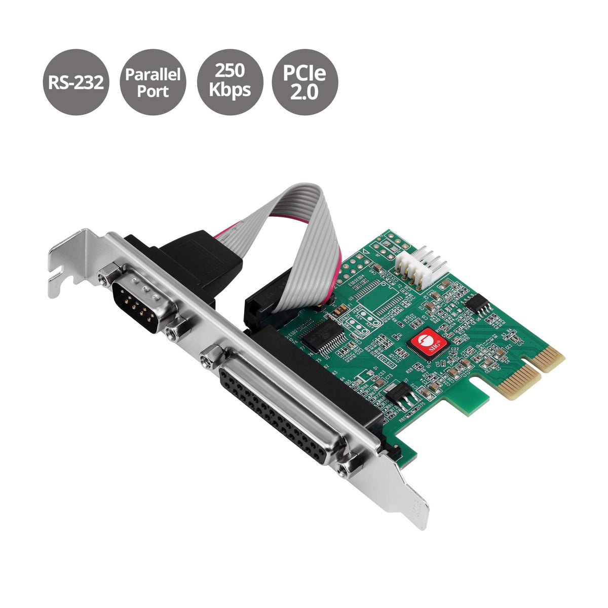 SIIG 1-Port RS-232 and 1-Port Parallel PCIe Card, 16C650 UART, JJ-E20311-S1