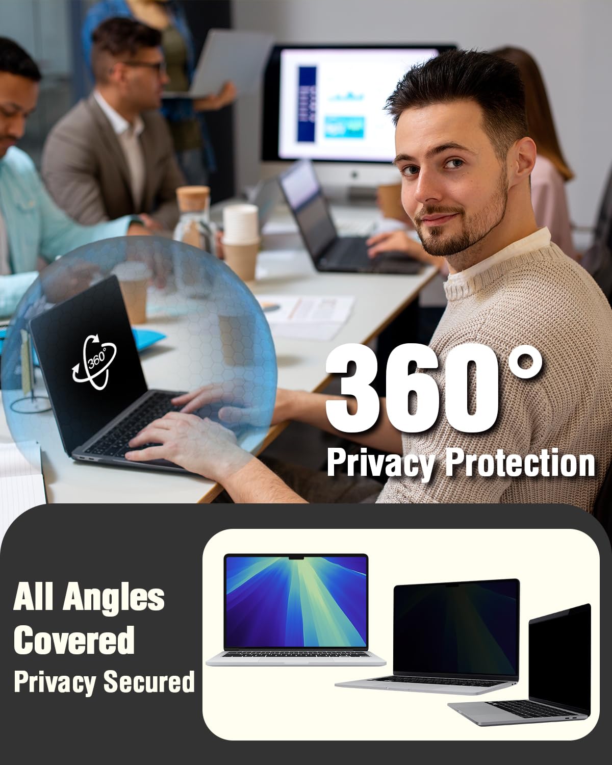 F FORITO Magnetic Privacy Screen Protector Compatible with MacBook Pro 16 inch (2021-2024, M1, M2, M3, M4 Pro/Max), Removable 360° Anti Peeping Anti