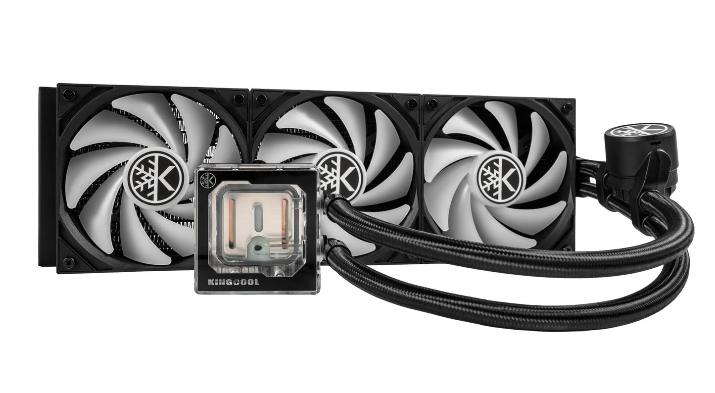 KINGCOOL Pure Flow 360mm AIO CPU Liquid Cooler, Enhanced 4500RPM Pump, Transparent Water Block, 3x120mm ARGB PWM Fans, Aluminum Radiator, Compatible