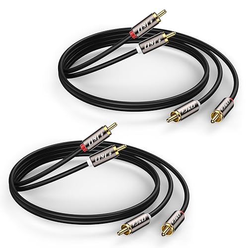 J&D RCA Cable, (2 Pack) Gold-Plated RCA Audio Cables, 2RCA Male to 2RCA Male Stereo Audio Cable for Speaker, HiFi Systems, Home Theater