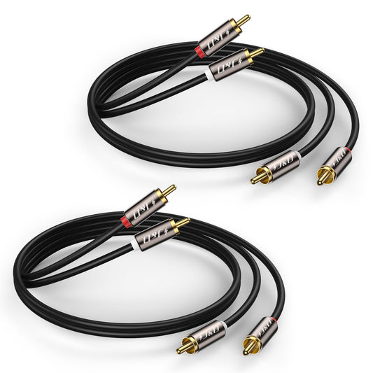 J&D RCA Cable, (2 Pack) Gold-Plated RCA Audio Cables, 2RCA Male to 2RCA Male Stereo Audio Cable for Speaker, HiFi Systems, Home Theater