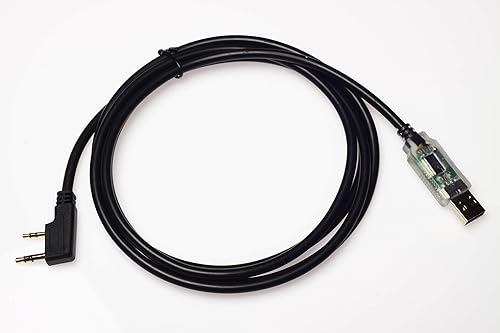 Wirenest® FTDI USB Kenwood KPG-22U Programming Cable, USB to 2-Pin K1 PC Control Lead with RX/TX LEDs, 6ft