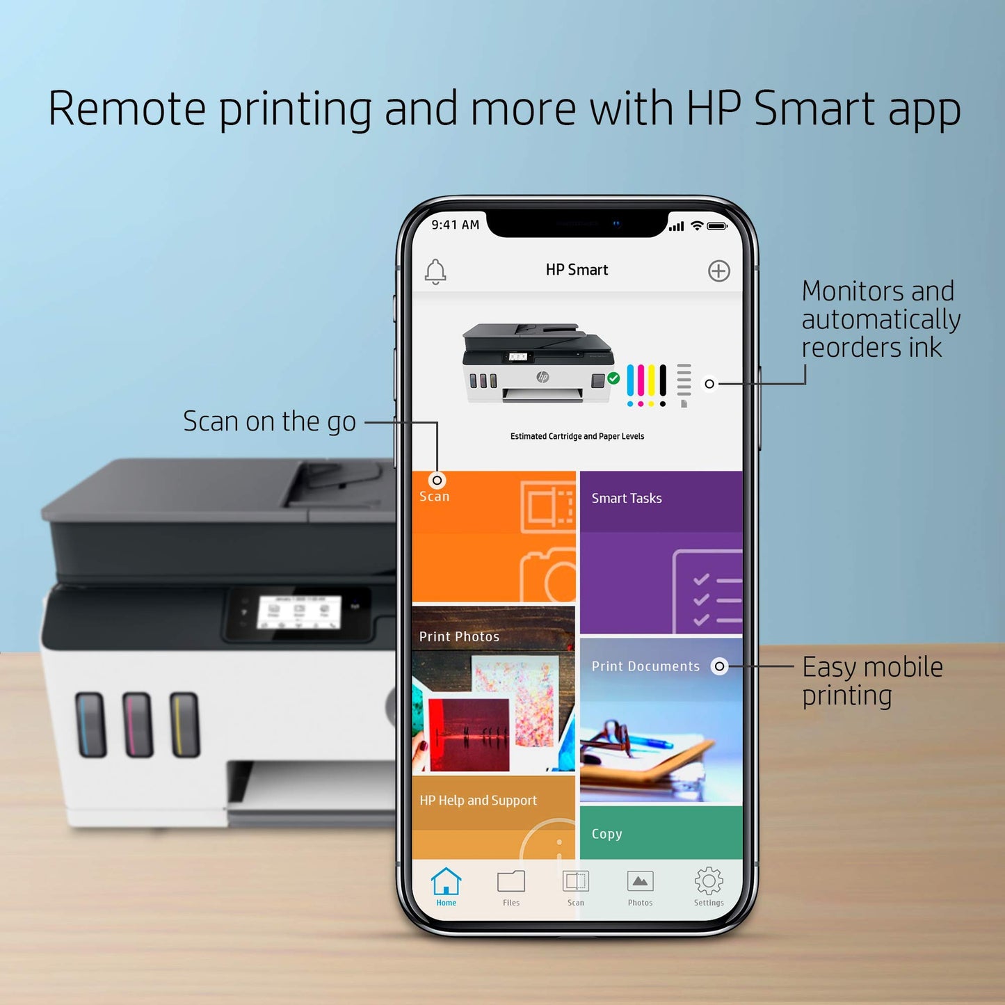 HP Smart -Tank Plus 651 Wireless All-in-One Ink -Tank Printer | up to 2 Years of Ink in Bottles | Auto Document Feeder | Mobile Print, Scan, Copy