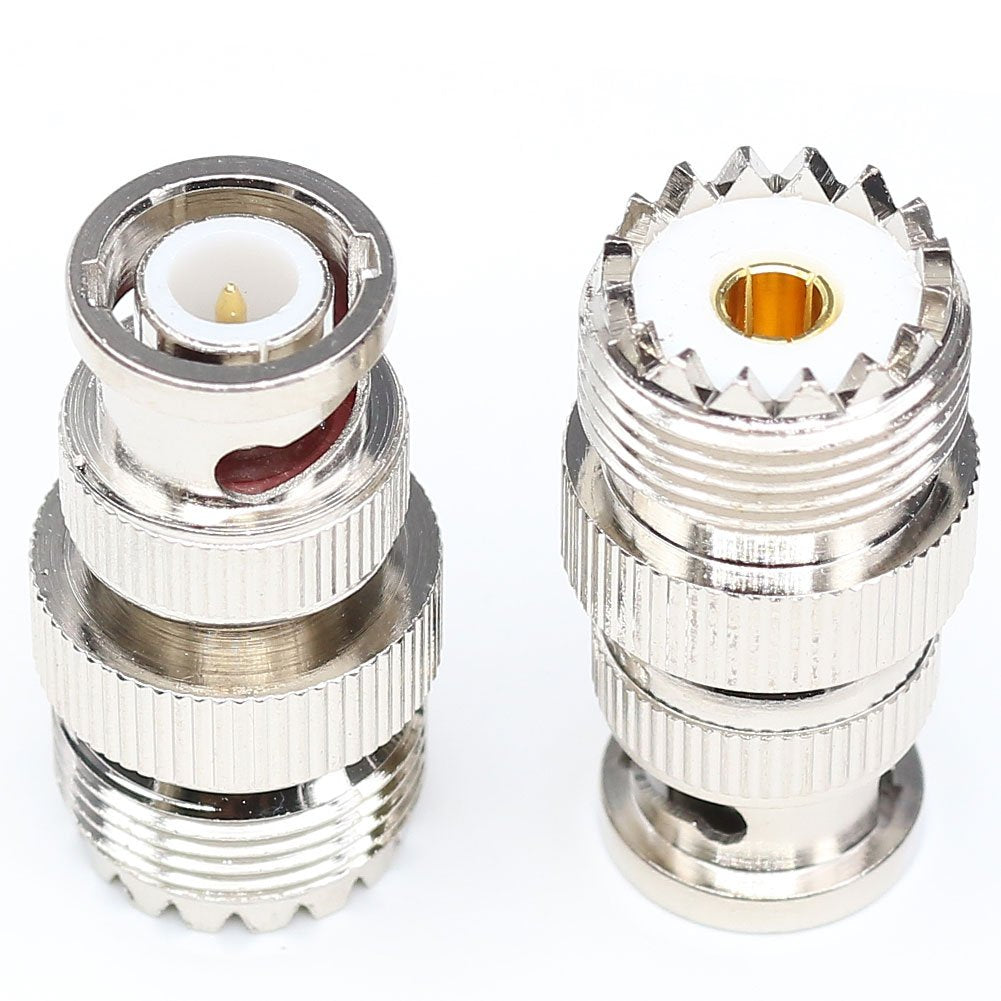 ANHAN BNC to UHF Coax Adapter, BNC Male to UHF Female Connector, PL259 Female Adapter, 2-Pack