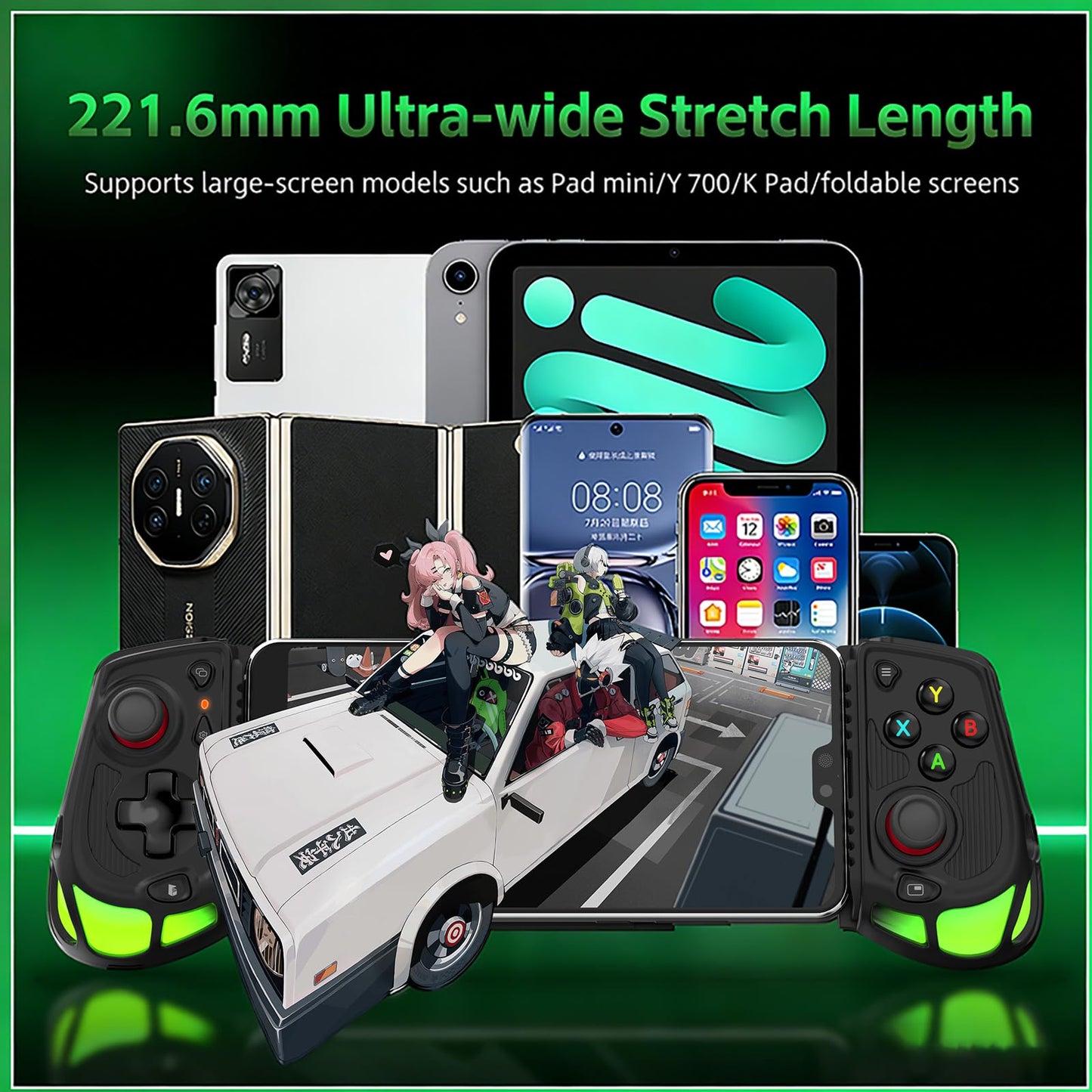 DongKIRNX Phone controller for Android and iPhone15+ (USB-C) Plug & Play, Hall Effect Joystick, Turbo, 4 mapping keys, RBG hollow design, Mobile