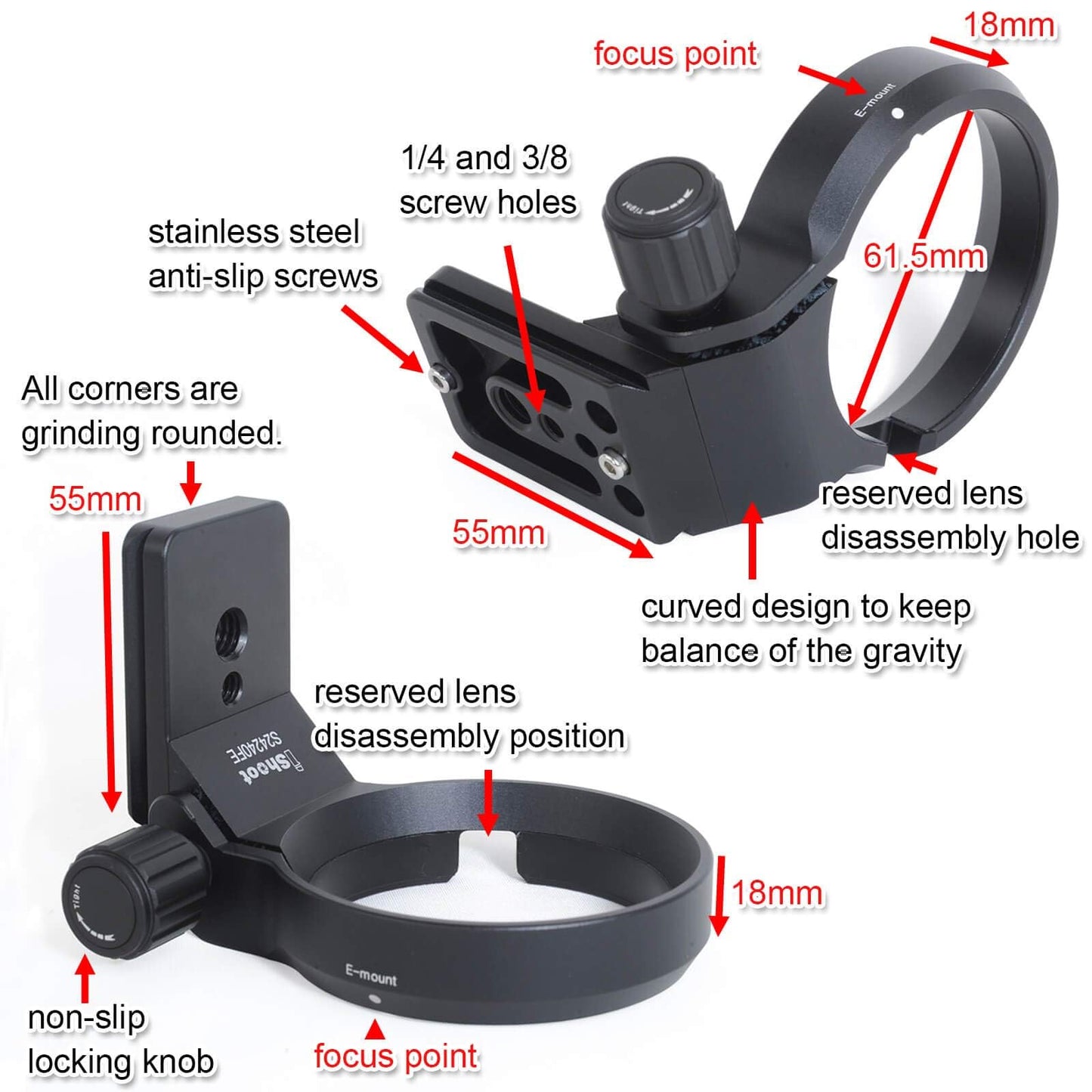 iShoot Tripod Mount Ring Lens Collar with Arca-swiss Fit Quick Release Plate Compatible with Sony SEL35F14Z FE 35mm f/1.4 ZA, SEL90M28G FE 90mm f/2.8
