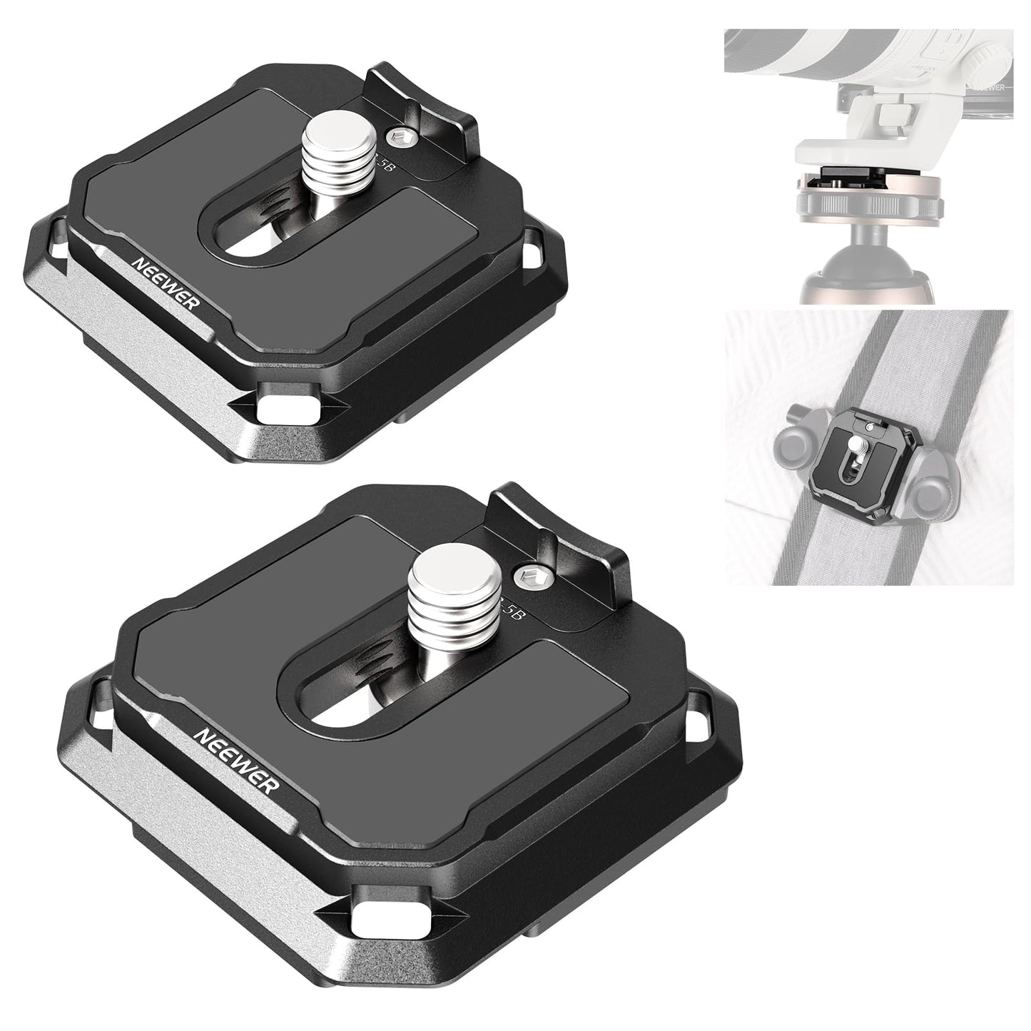 NEEWER 38mm Square Quick Release Plate 2 Pack, Anti Off Arca Type QR Camera Mount Plate Compatible with PD Camera Clip Shoulder Strap Tripod Head
