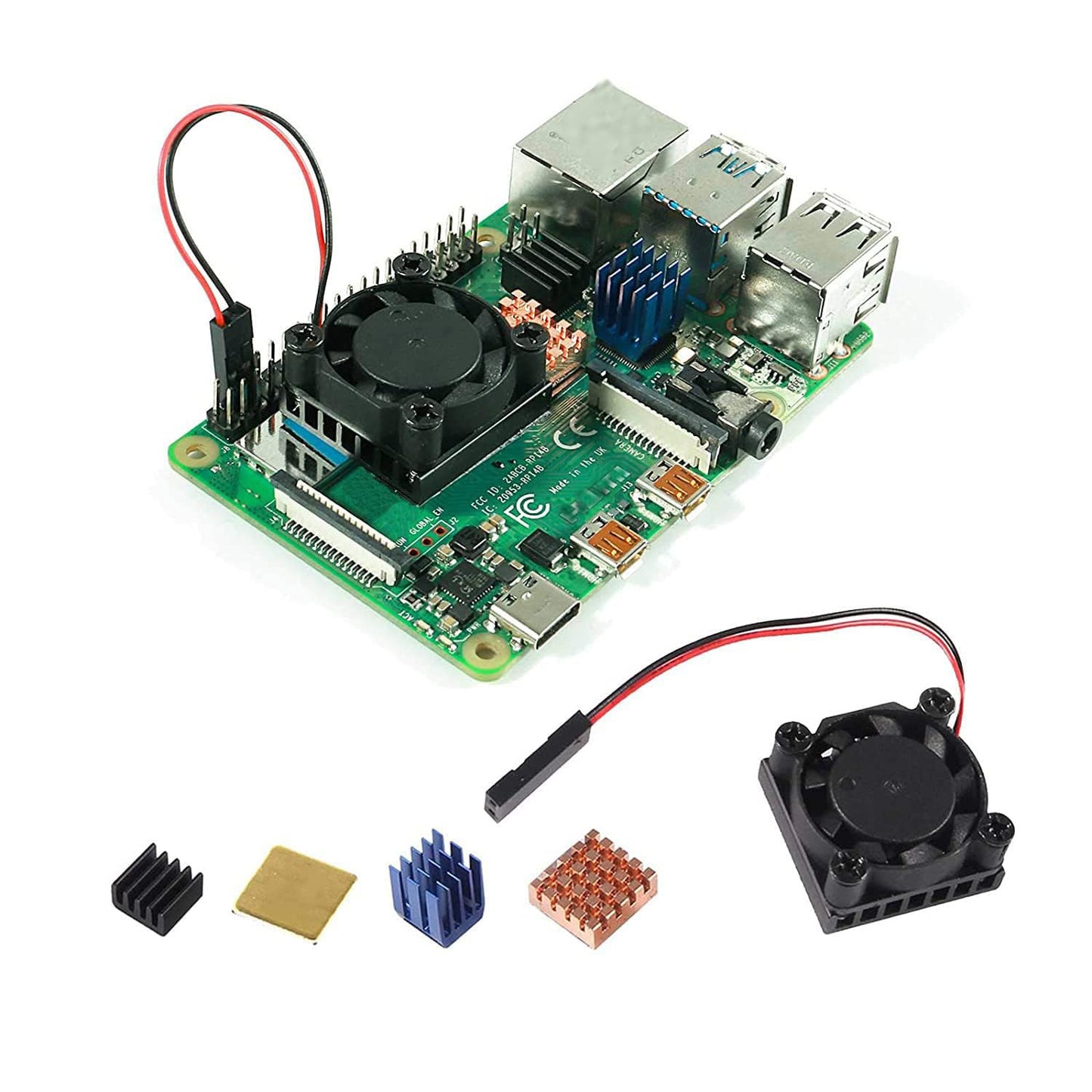 ALAMSCN Aluminum Heat Sink Single Cooling Fan for Raspberry Pi 4/3B+/3B/2B