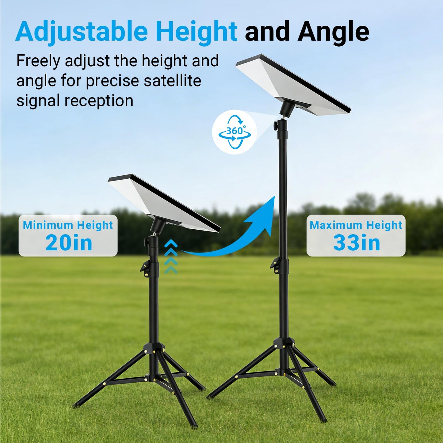 Starlink Mini Tripod Mount with Adapter - Height Adjustable & 360° Tilt, Compatible with Starlink Mini Terminal, Portable Sturdy Stand for RV Camping