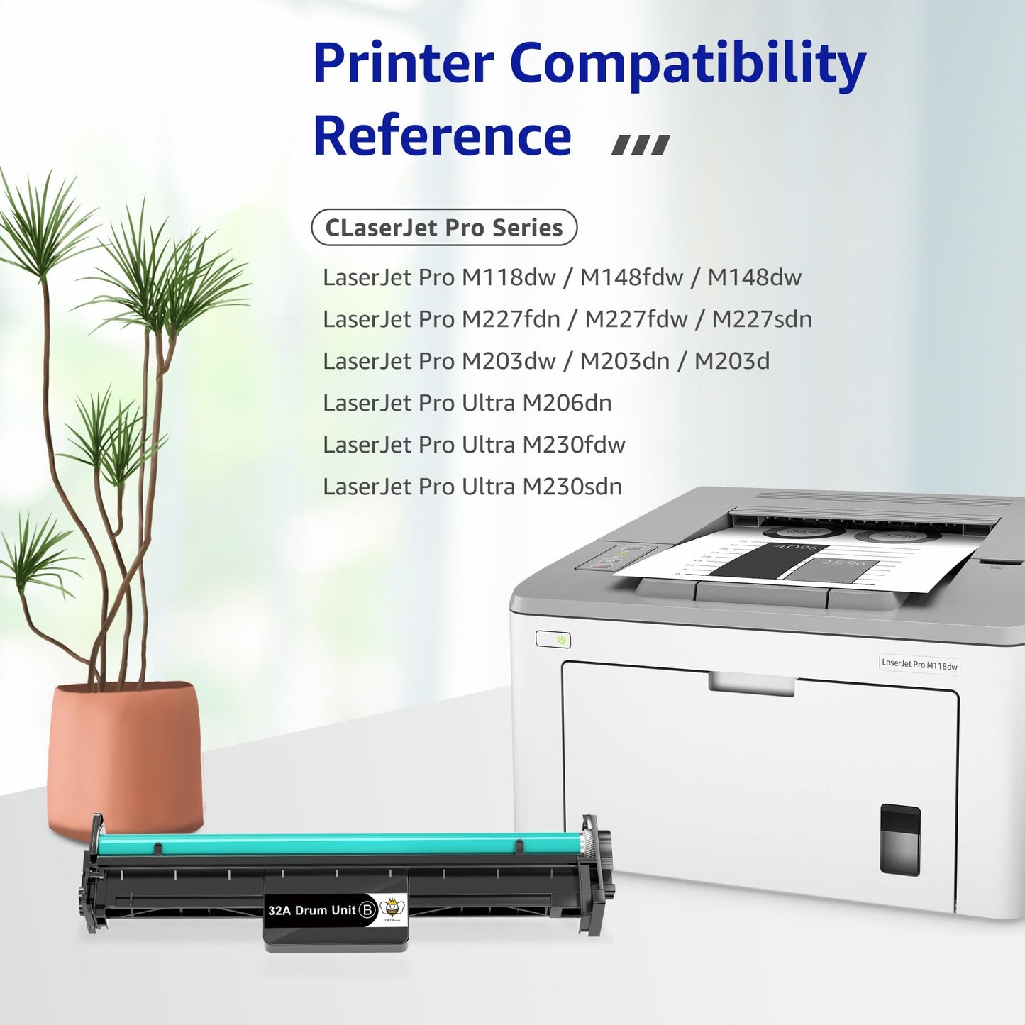 CMYBabee Compatible Drum Unit Replacement for HP 32A CF232A Drum for HP Pro M203dw M148dw M227fdw M118dw M148fdw M227fdn Printer (1Black, NOT Toner)