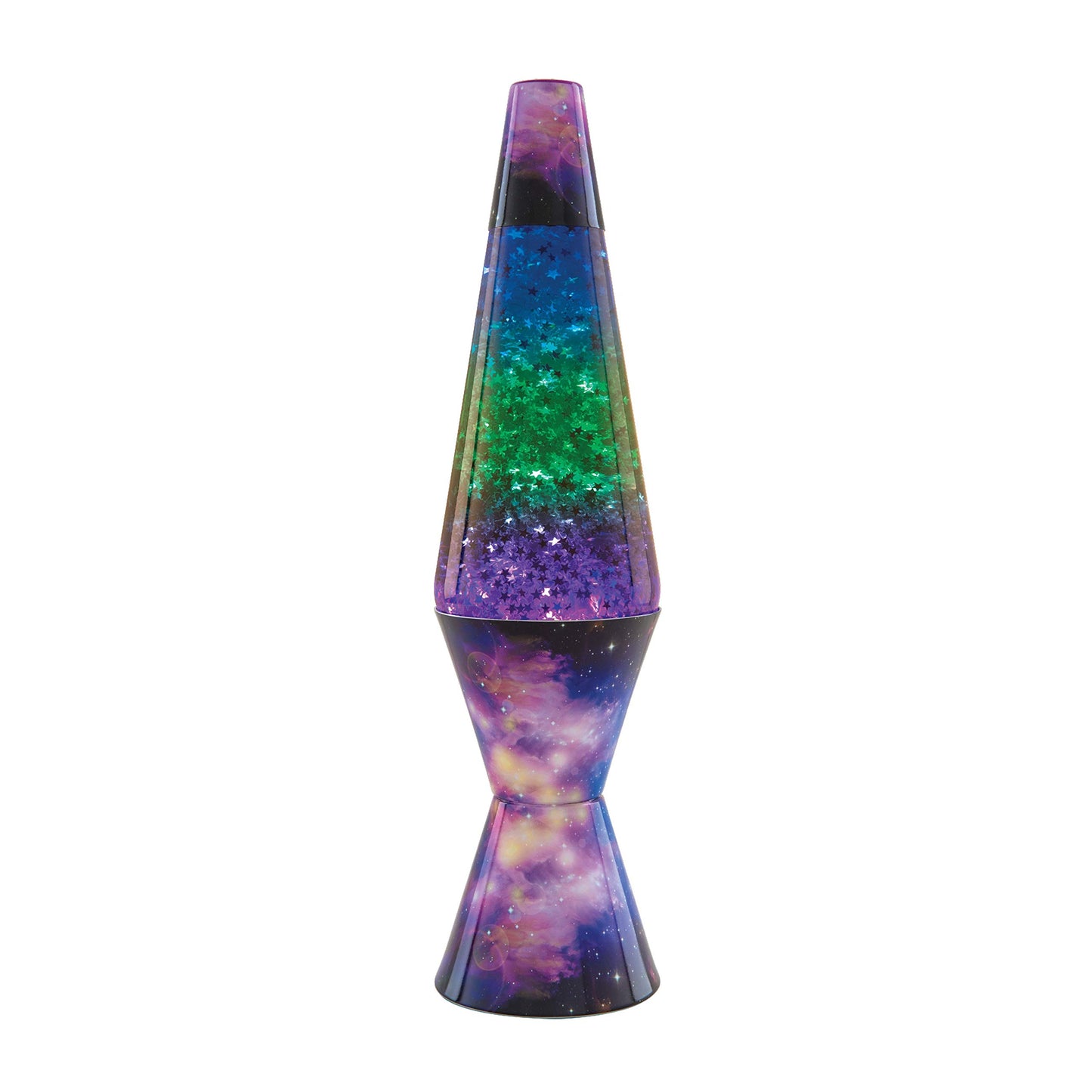 Lava Lamp 2600 Colormax Galaxy 14.5-inch, with Silver Glitter, Clear Liquid, Tri-Colored Globe, Galaxy Decal Base