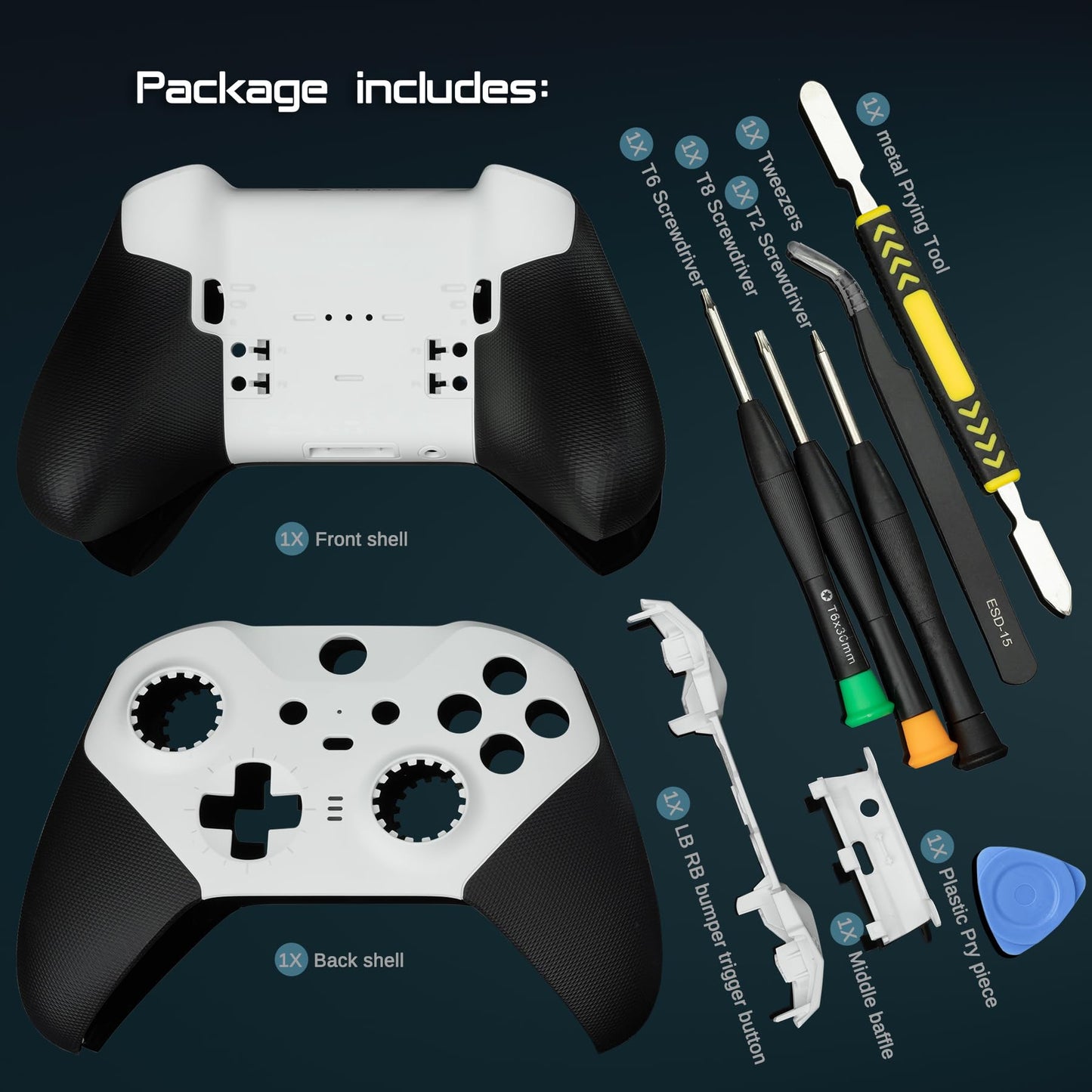 Housing Shell Faceplate Front Back Case Top Cover Bottom Case LB RB Bumper Trigger Button Middle Baffle for Xbox One Elite Series 2 Elite Series 2