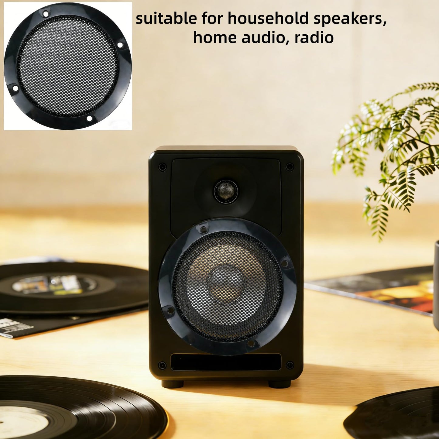Mcredy 2 Inch Speaker Cover with Metal Mesh, Black ABS Plastic 4 Pcs
