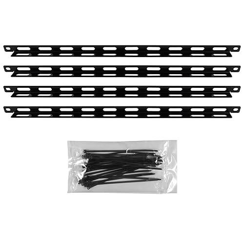 ECHOGEAR Rack Cable Management Tie Bar Kit - Includes 4X 1U Tie Bars, 24 Zip Ties, 8 Cage Nuts, & 8 Screws - Works with 19" Open Frame Racks