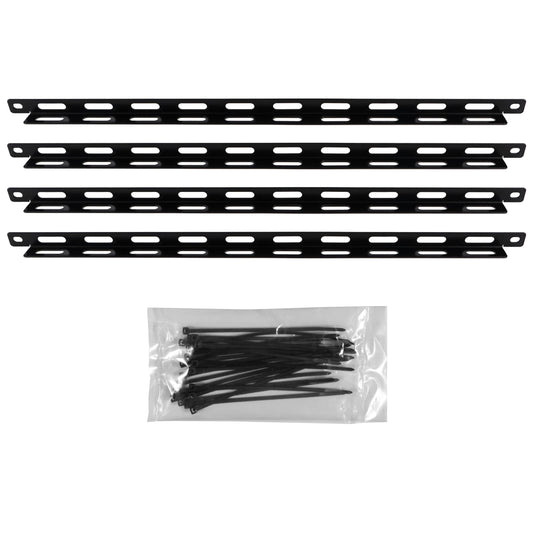 ECHOGEAR Rack Cable Management Tie Bar Kit - Includes 4X 1U Tie Bars, 24 Zip Ties, 8 Cage Nuts, & 8 Screws - Works with 19" Open Frame Racks