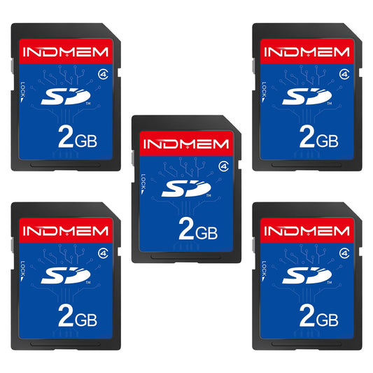INDMEM 5 Pack SD Card 2GB Class 4 Flash Memory Card 2G SLC Stanard Secure Digital Cards