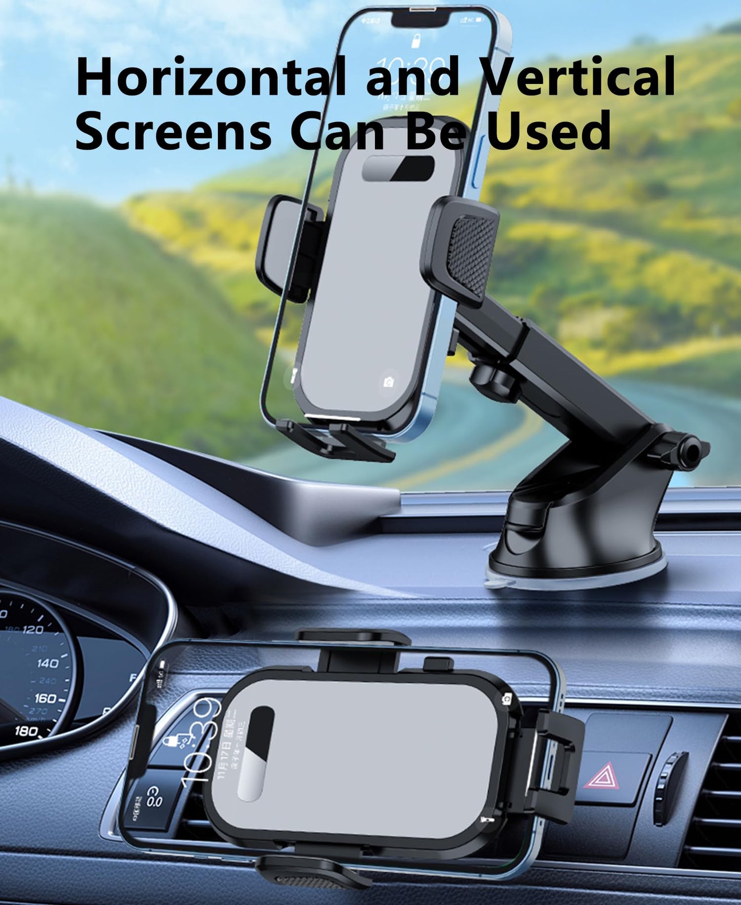 KOBBRAN Car Phone Holder Phone Mount for Car Windshield Dashboard Air Vent Universal Hands Free Automobile Cell Phone Holder Fit for iPhone Samsung