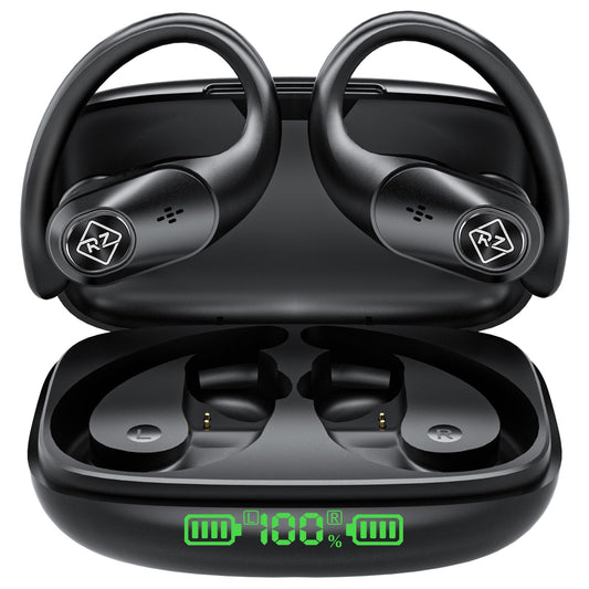 Wireless Earbuds Bluetooth Headphones 96H Playtime LED Display Waterproof Built in Mic Deep Bass Sound Secure Over Ear buds Earhooks for iPhone…
