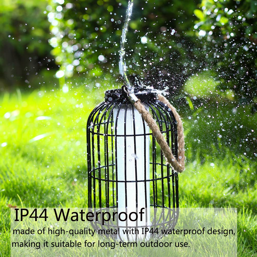 baterysu Large Outdoor Solar Lanterns Hanging Light Waterproof LED Garden Lights solar powered Retro Metal Auto On Off Table Lamp for Garden Patio