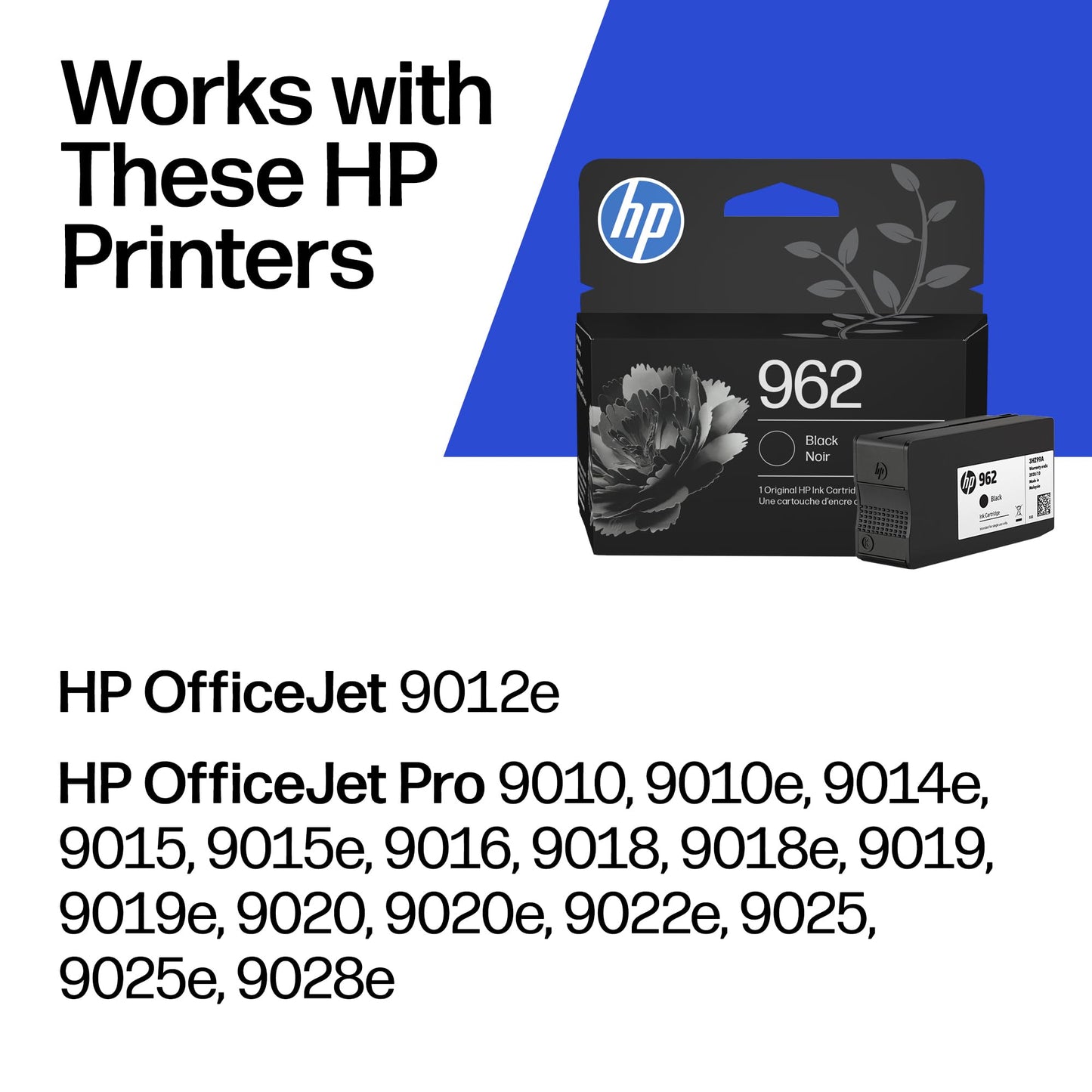 HP 962 Black Ink Cartridge | Works with OfficeJet 9010, Pro 9020 | Eligible for Instant Ink | 3HZ99AN