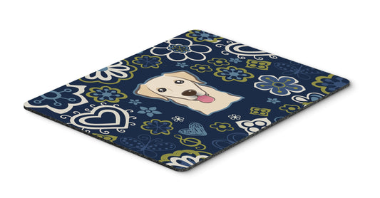 Caroline's Treasures BB5103MP Blue Flowers Golden Retriever Mouse Pad, Hot Pad or Trivet for Home Office Gaming Working Computers Laptop Mouse
