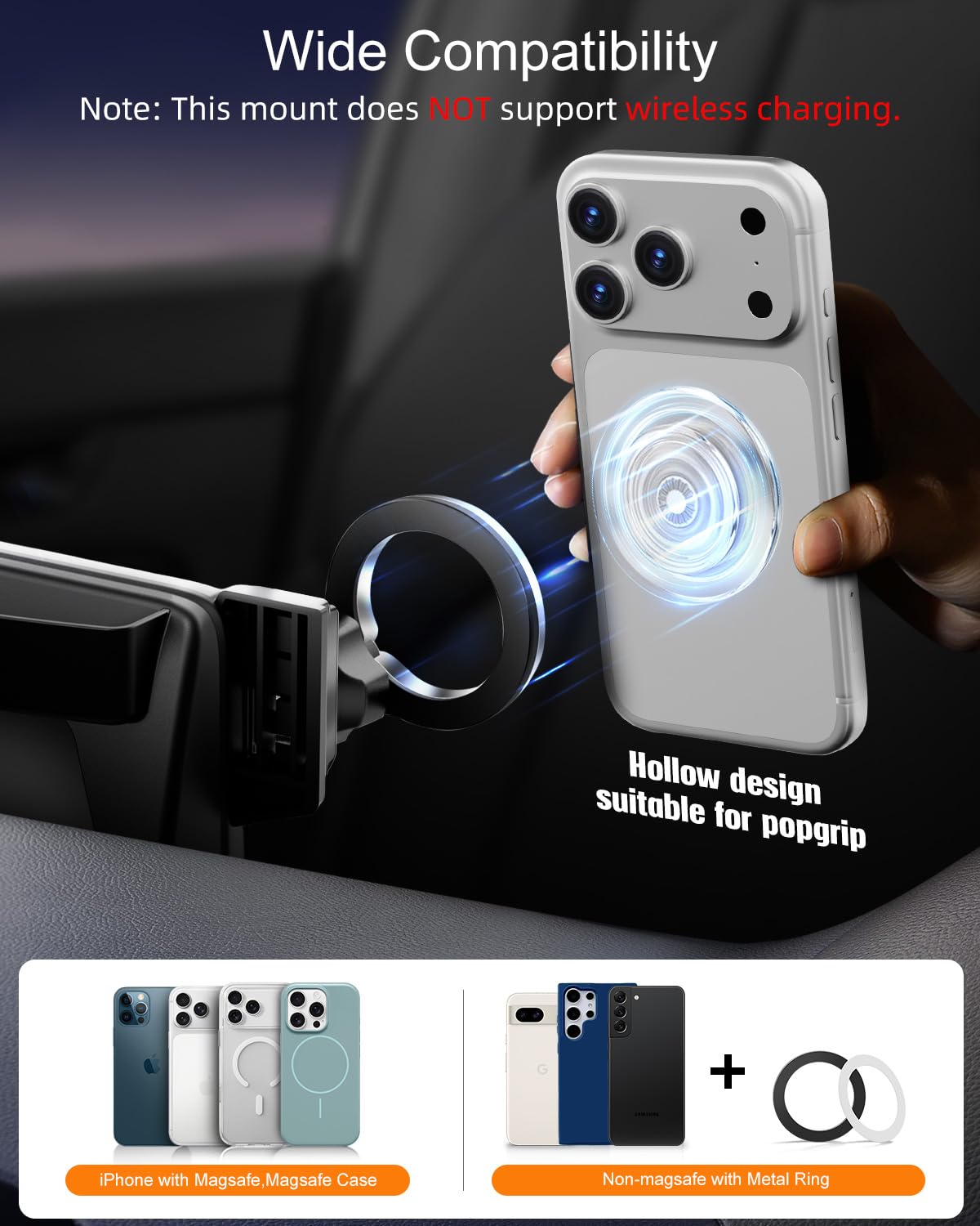 pop-tech Magnetic Phone Holder for Honda Civic 11th Gen 2022 2023 2024 2025 2026, 360° Car Screen Phone Mount Made for Civic Hatchback Sedan