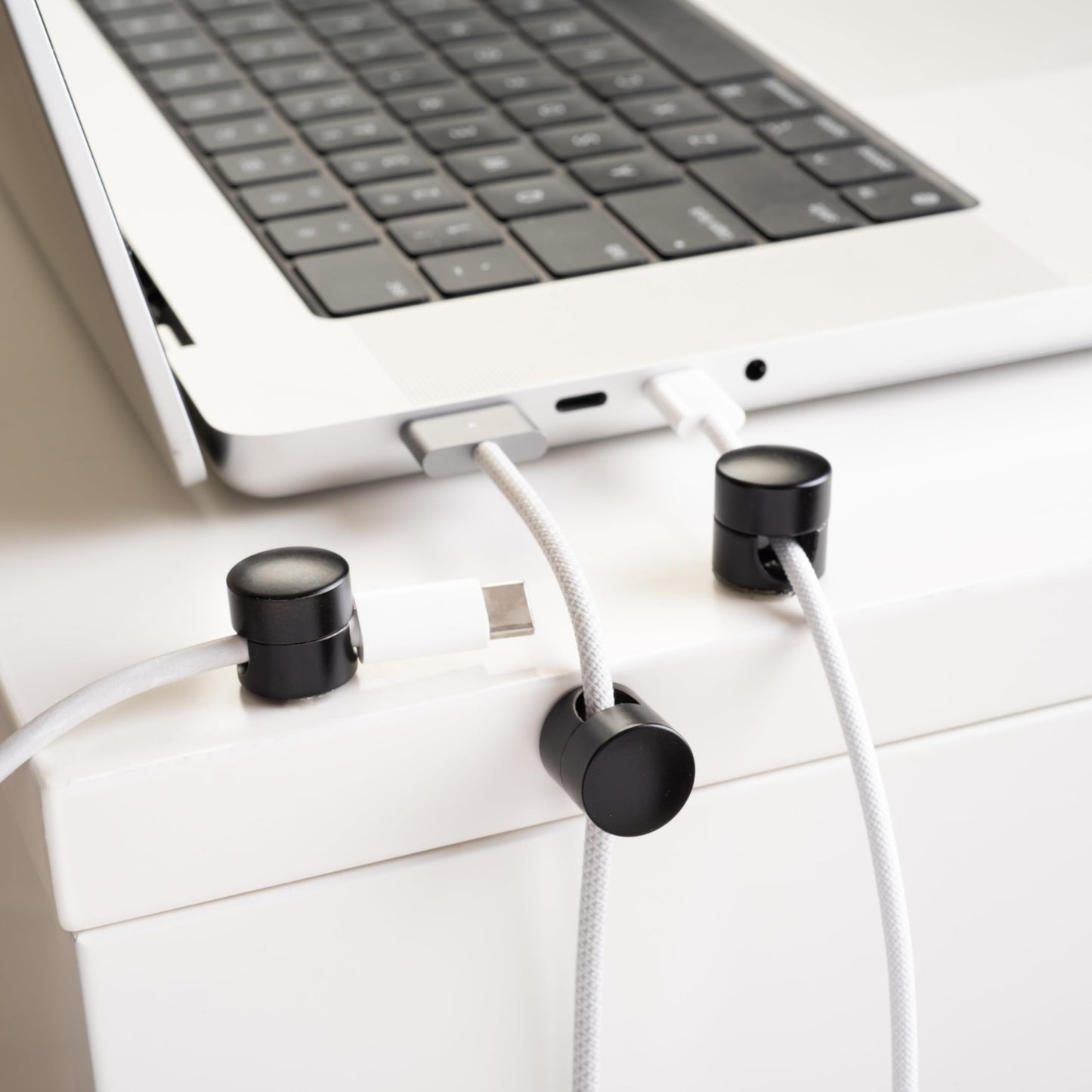 ICONIT Cable Anchors for Desk Organization Black | Premium Aluminum Cord Organizers | Charger + Cable Management Clips for Home & Office | Stylish