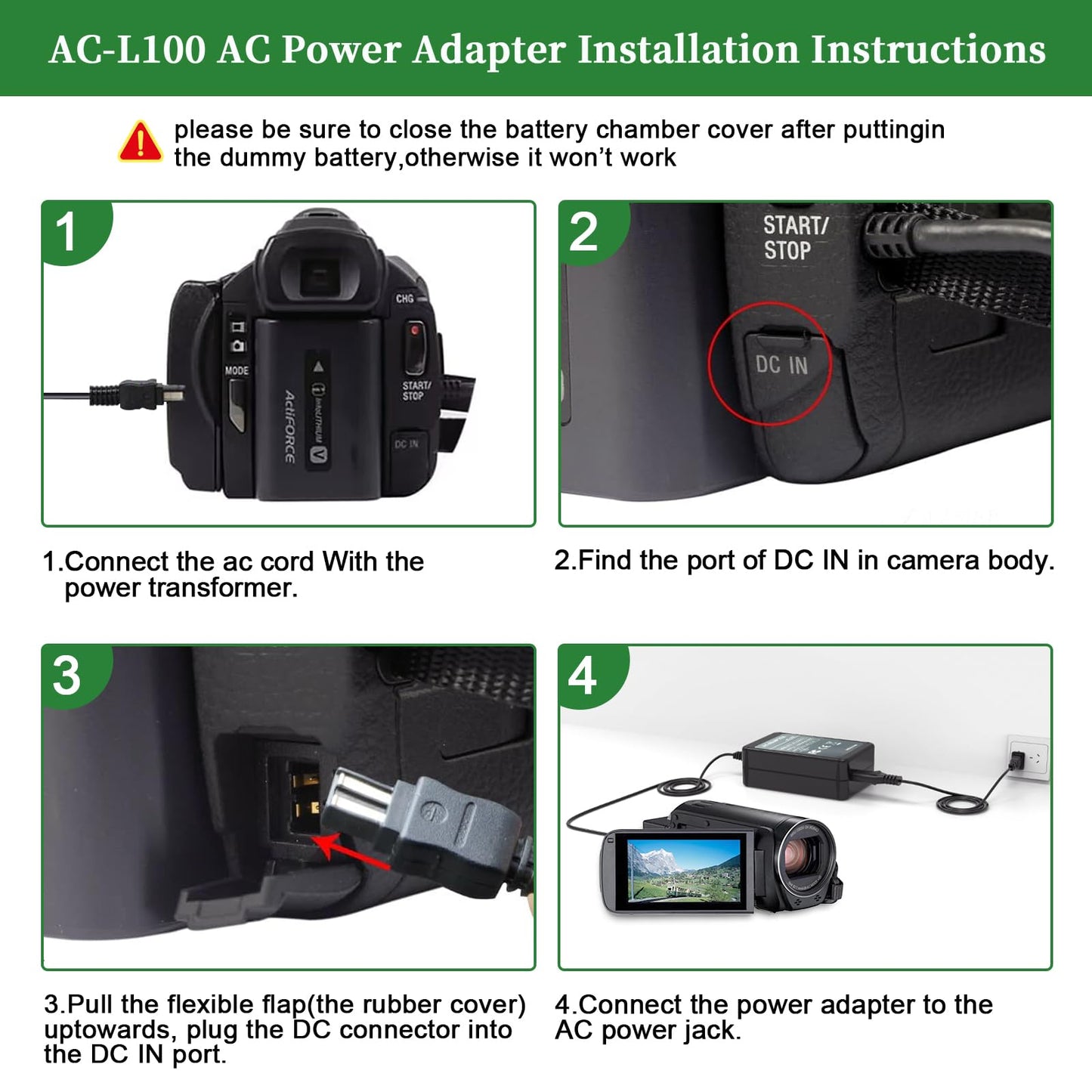 Gonine AC-L100 Charger for Sony Handycam Camcorder, Compatible with CCD-TRV108/308/118 & DCR-TRV460 etc, Replacement for AC-L15 AC-L10 AC-15A AC-L10A