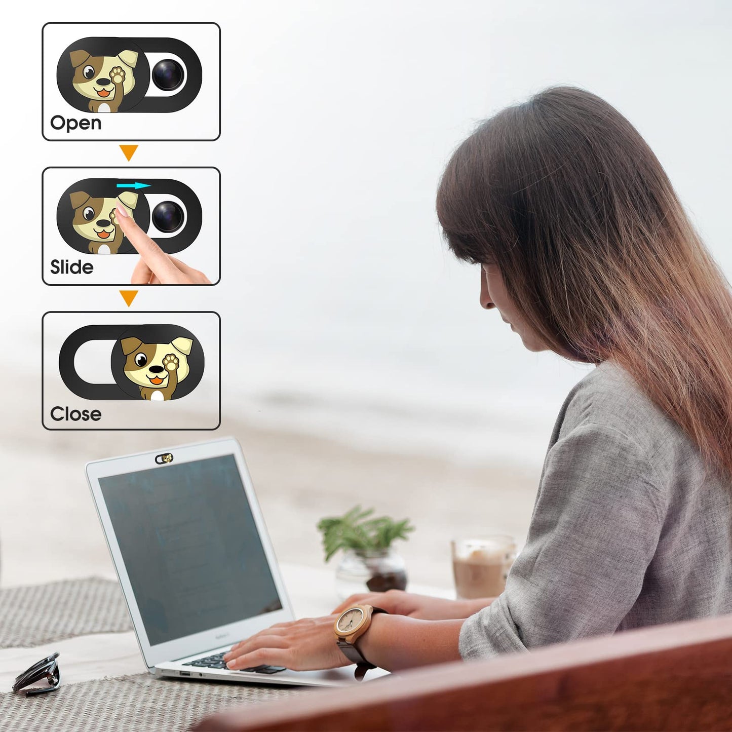 Toojcc Cute Dog Webcam Cover Slide, 6 Pack Laptop Camera Cover, Ultra Thin Privacy Shutter for Computer, Tablet & Phone, Cute Laptop Accessories