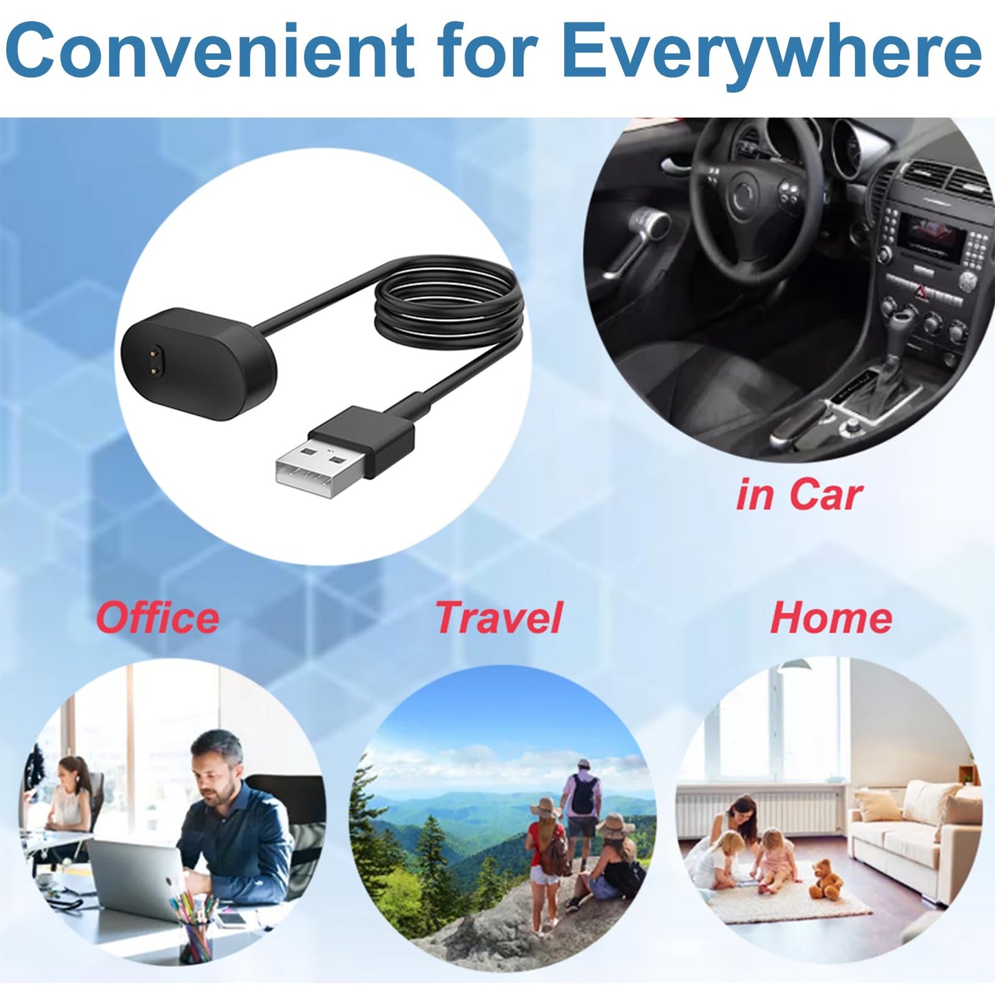 EXMRAT Compatible with Fitbit Inspire Charger, Replacement Charging Cable Cord for Fitbit Inspire & Inspire HR Fitness Tracker (Black)