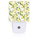sndheke Lemon with Flowers Night Light, Fresh Lemon Fruits Floral Dusk to Dawn Night Light Plug in,0.5w Energy Saving Sleep Friendly Nightlights