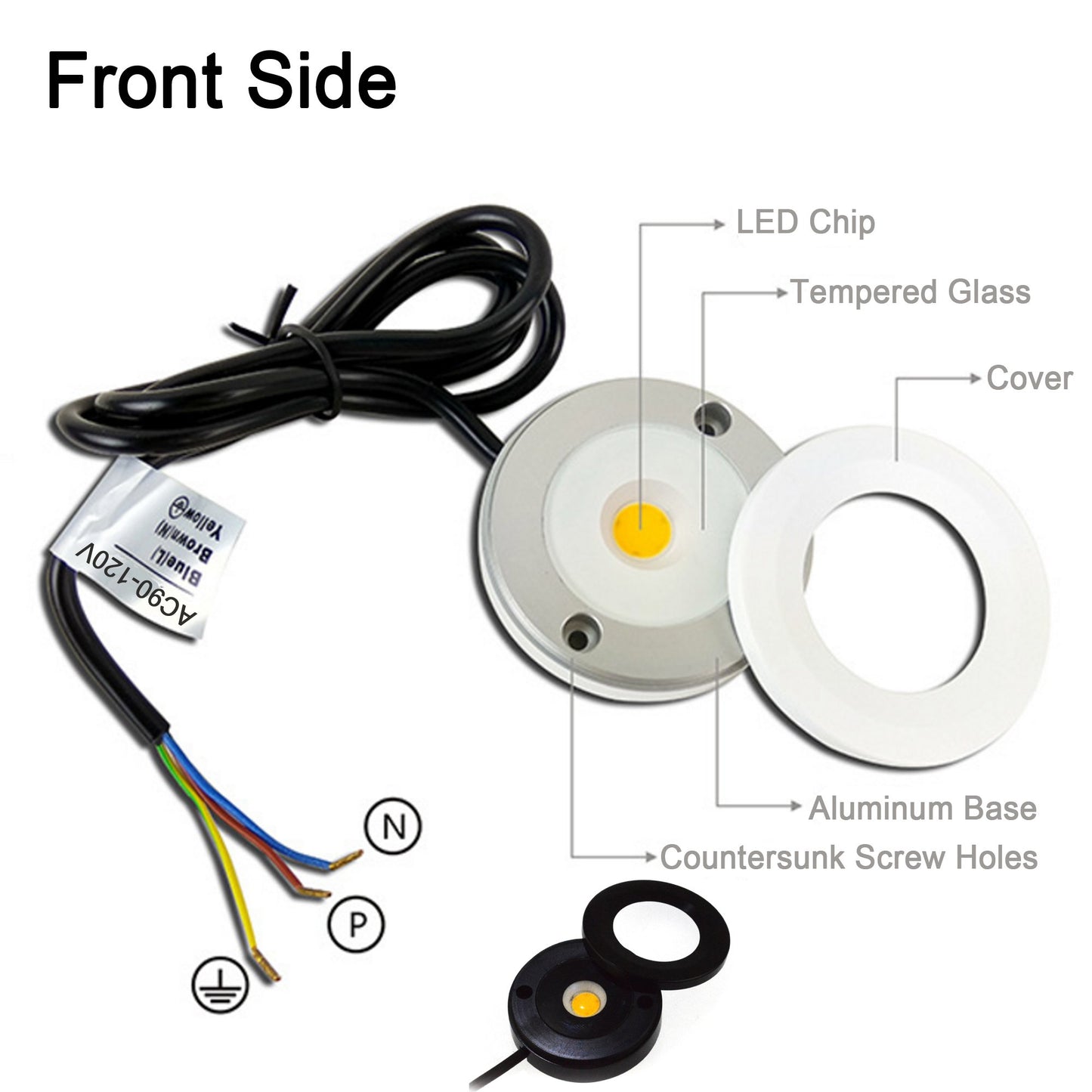 CNBRIGHTER LED Cabinet Light,Bathroom Porch Lights,3W COB Dimmable IP65 Waterproof,Surface Mounted Aluminum Ceiling Spot Lights for Display