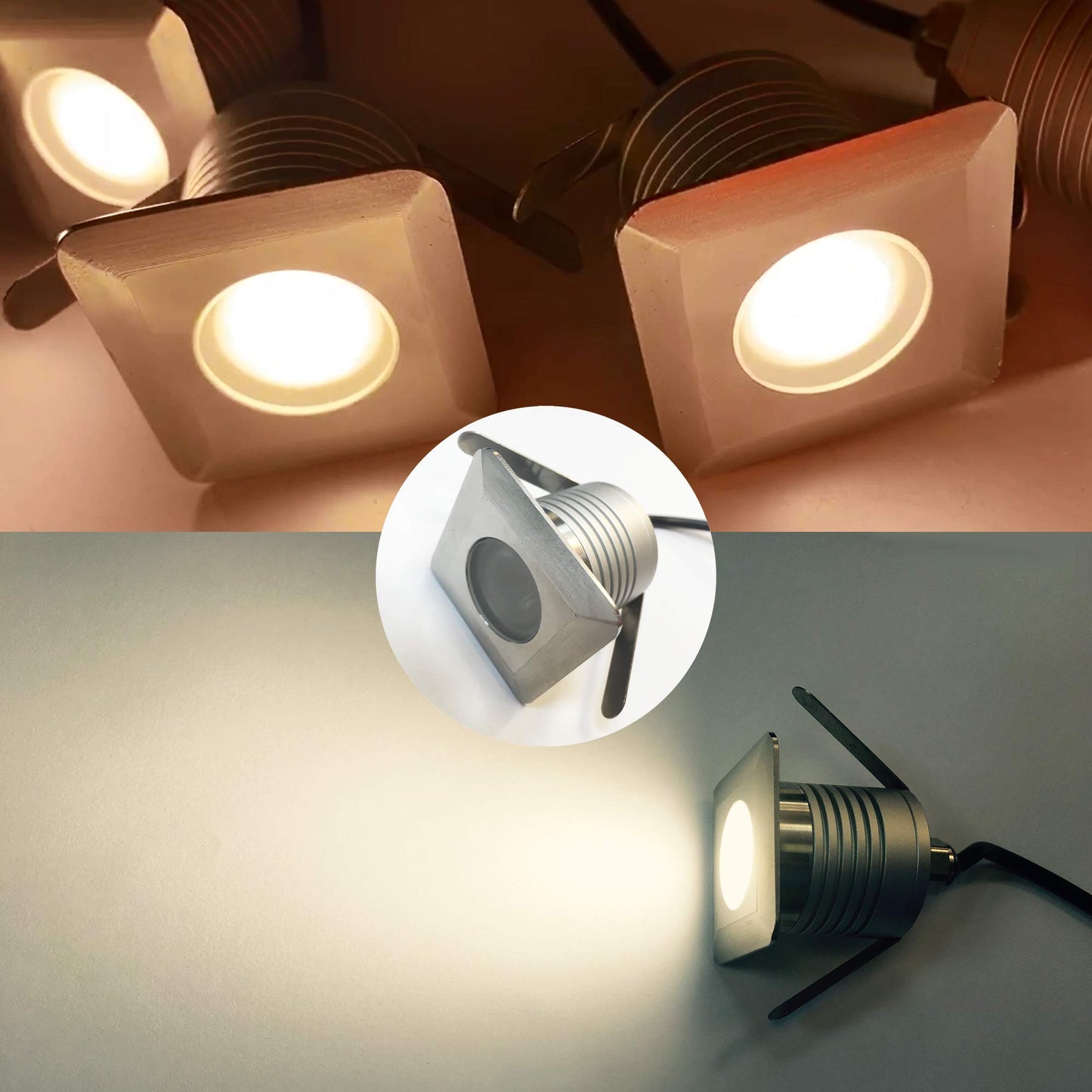 CNBRIGHTER LED In-Ground Well Lights Square,3W, DC12V-24V Waterproof IP67,Aluminum&Stainless Steel,Buried Underground Outdoor Landscape Lightings,Warm