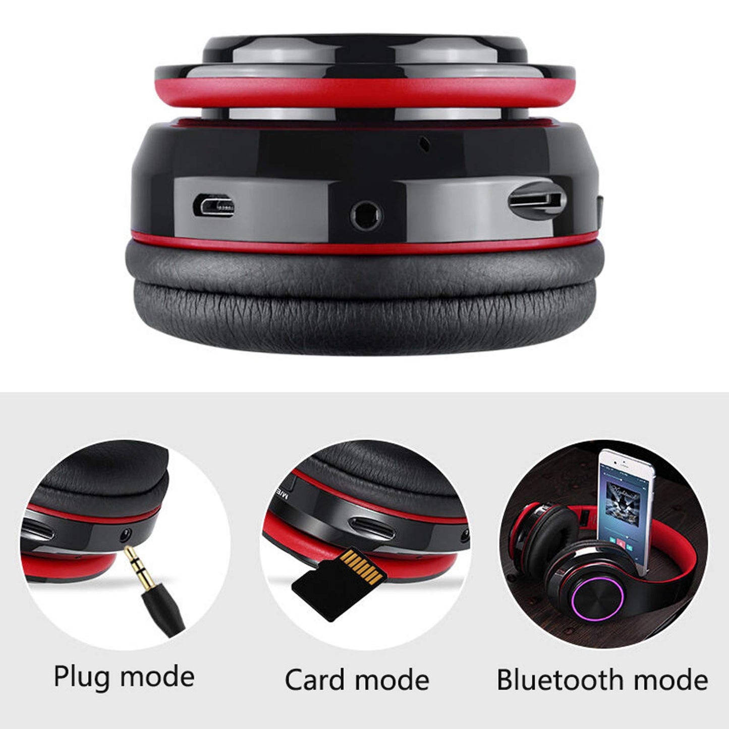 Bluetooth Over Ear Headphones, LED Lights Headphones with Built-in Mic, Light Weight, Bluetooth 5.0, Wireless Foldable HiFi Stereo Headphones…