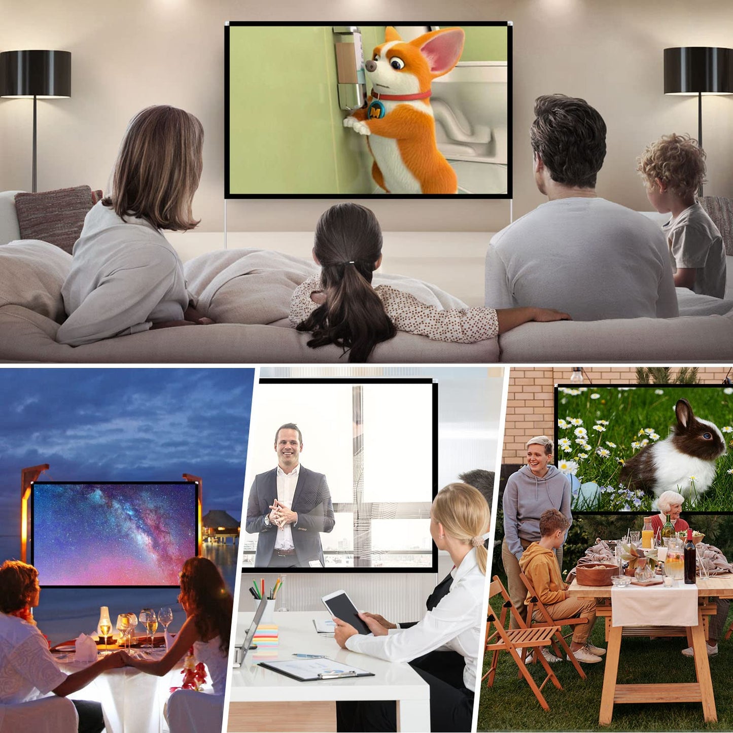 Projector Screen and Stand 100 Inch Portable Outdoor Projection Screen 16:9 4K HD Movie Projection Screen with Carry Bag for Indoor Outdoor Home