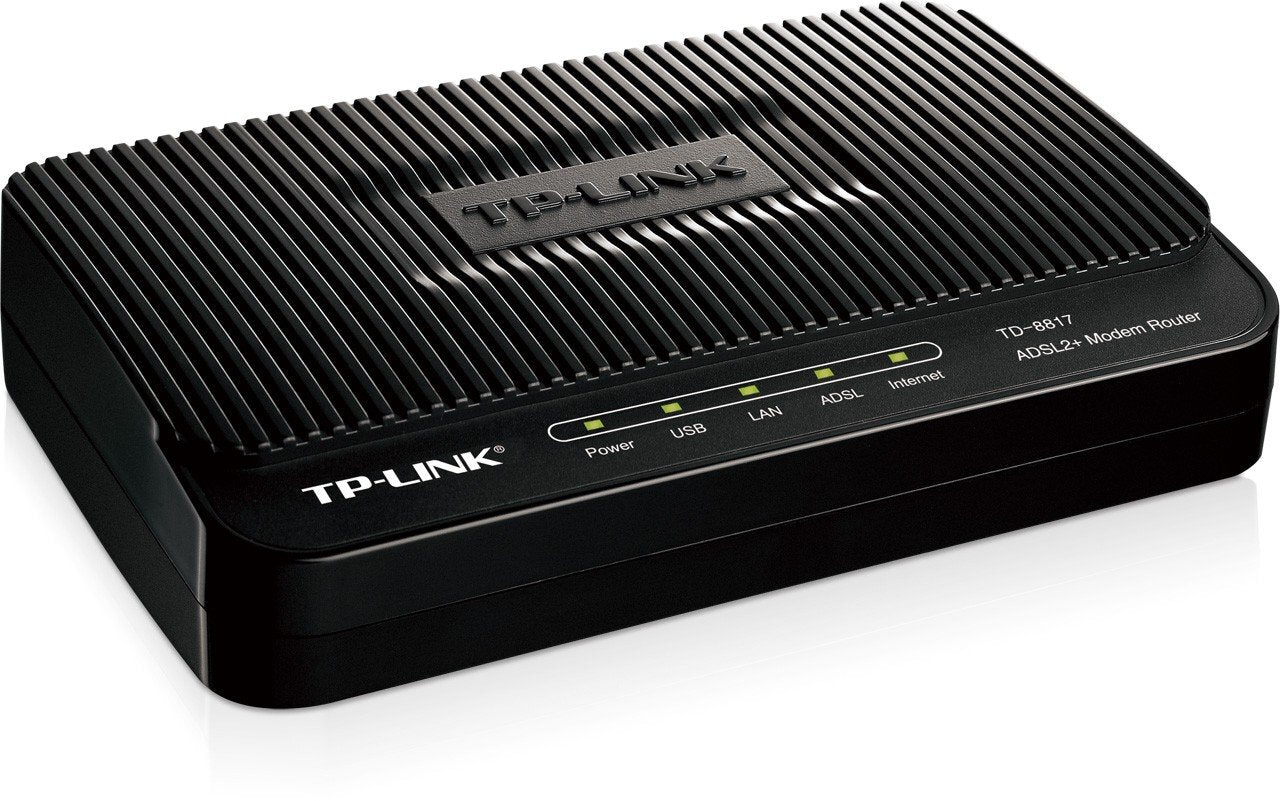 TP-LINK TD-8817 ADSL2+ Modem, 1 RJ45, 1 USB Port, Bridge Mode, NAT Router, Annex A, ADSL Splitter, 24Mbps Downstream