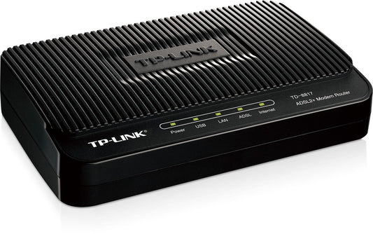 TP-LINK TD-8817 ADSL2+ Modem, 1 RJ45, 1 USB Port, Bridge Mode, NAT Router, Annex A, ADSL Splitter, 24Mbps Downstream