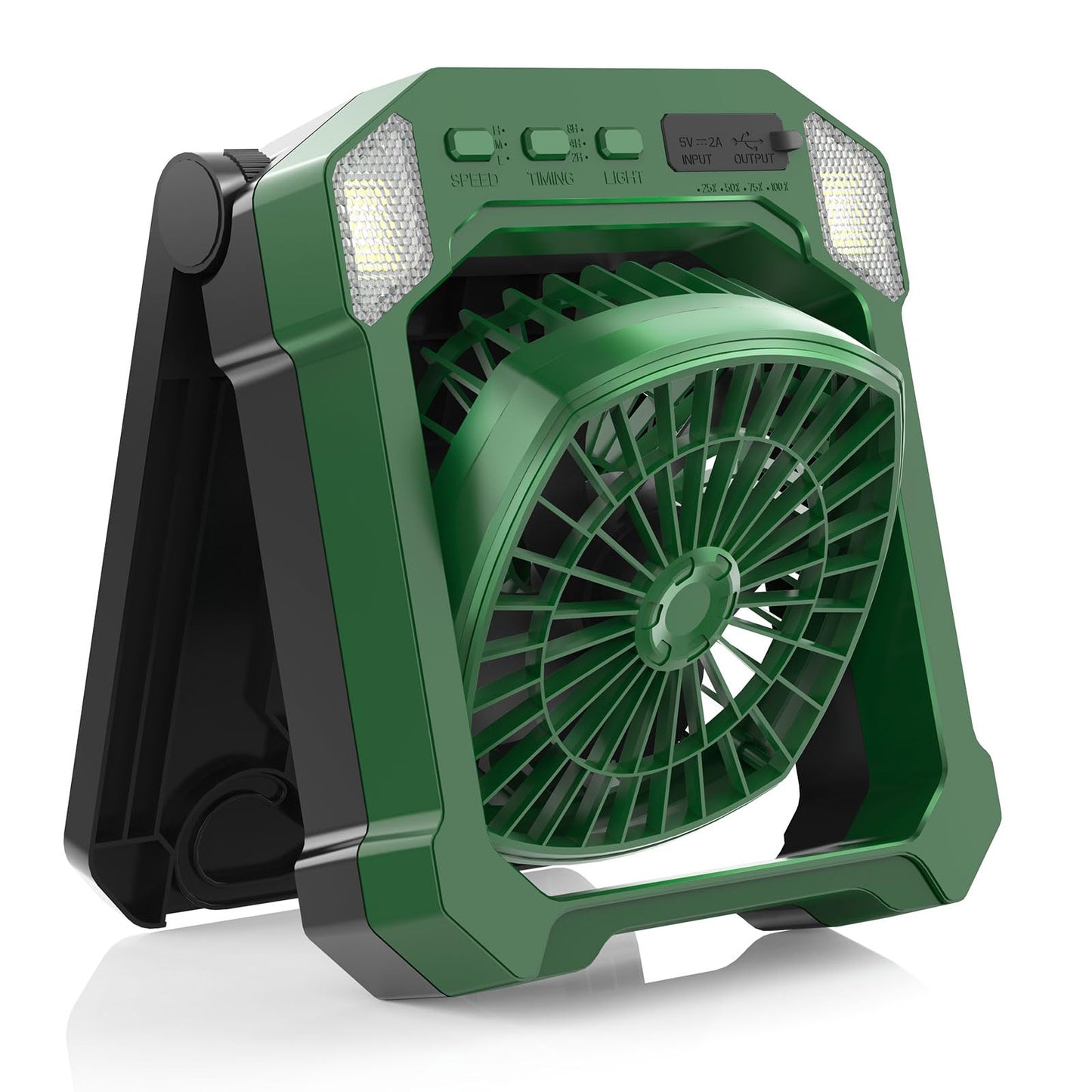 Camping Fan Battery Powered & Solar Powered, Portable Solar Fan 10000mAh Rechargeable Outdoor Fans with Light, Quiet Cordless Fans for Tent, RV