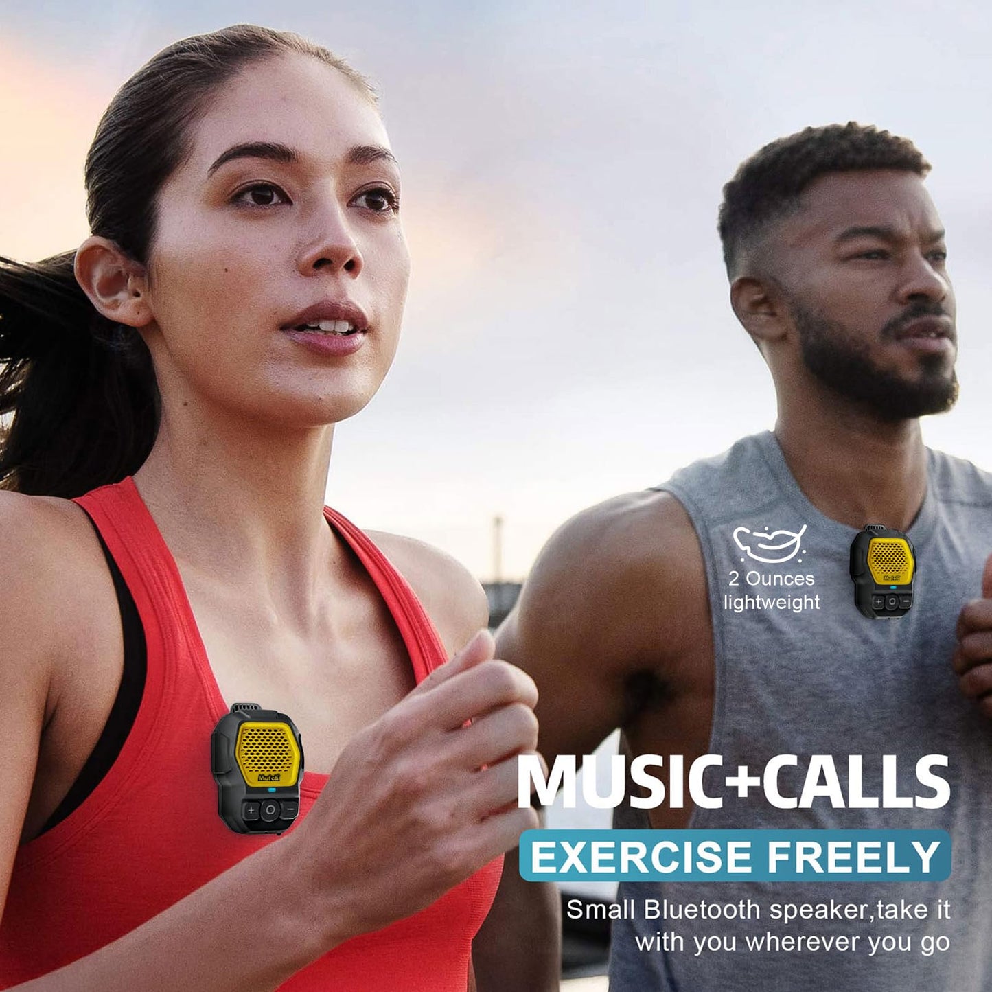 Mufoli Portable Bluetooth Speaker, Wireless Wearable Bluetooth Speakers, Waterproof Jobsite Speaker Up to 14 Hours Playtime, Clip Speaker Built-in Mic
