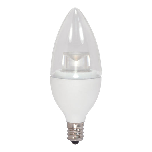 Satco S8951 LED A19 Candelabra Light Bulb, 4.5W, 300L, 2700K, 25000 Hour Rating, Dimmable, Warm White