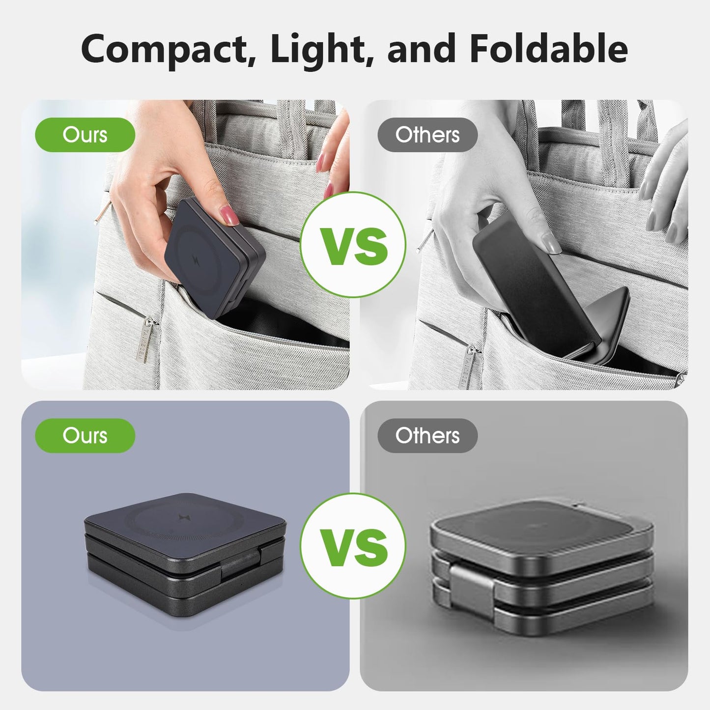 Fold 'N Style 3-in-1 Foldable Magnetic Wireless Charging Stand, 15W Fast Charger Compatible with iPhone 15/14/13/12 Pro/Max/Plus, Apple Watch