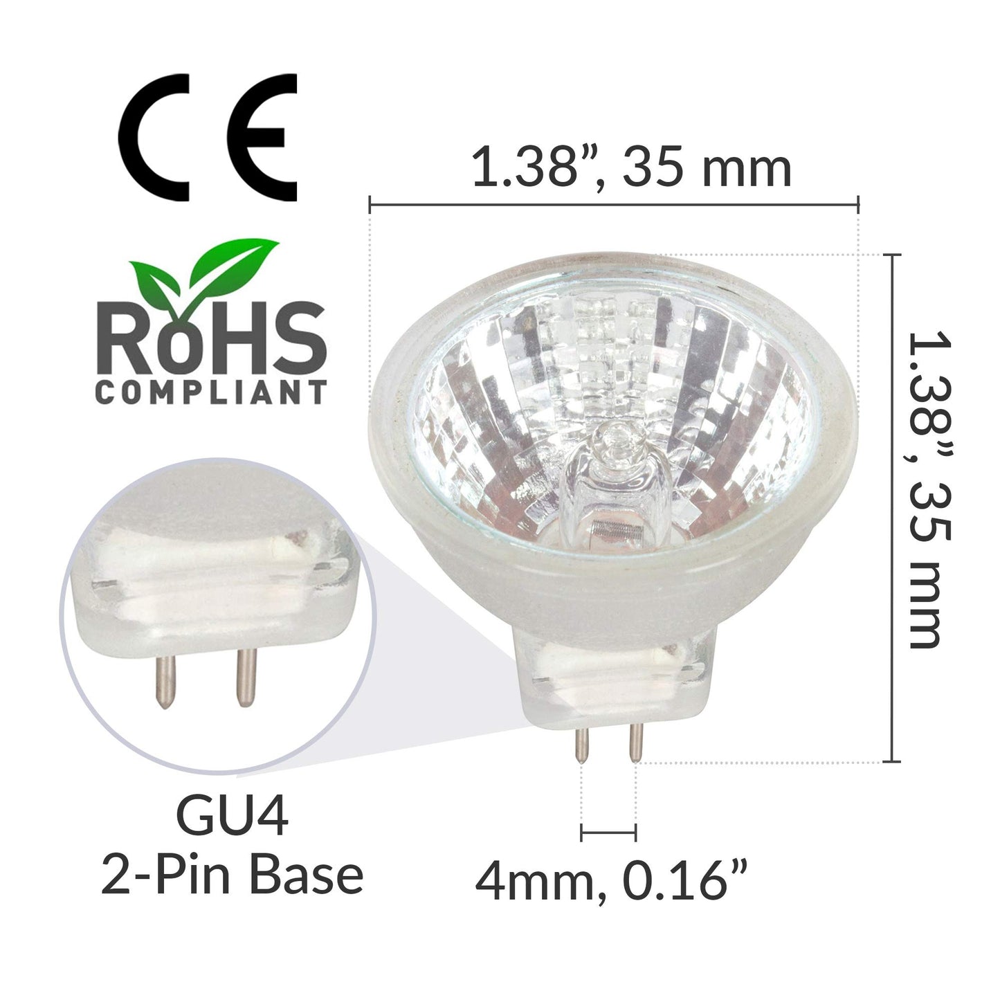 Simba Lighting MR11 Halogen 10W 12V Spotlight Bulb, GU4 Base, 2700K, 2 Pack