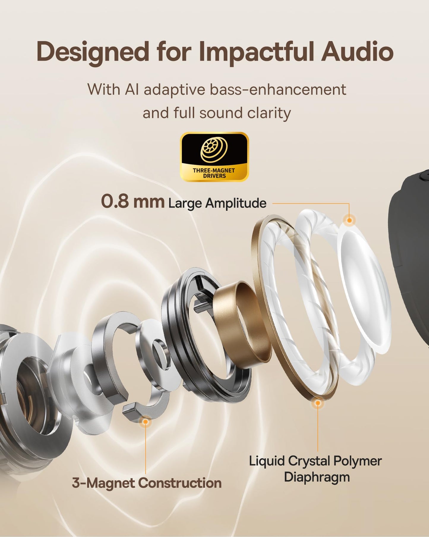 Baseus Bowie MC1 Open Ear Clip-On Earbuds, Adaptive Comfort with Anti-Drop Design, Impactful Sound with Adaptive Bass Boost, Adaptive Noise Cancelling
