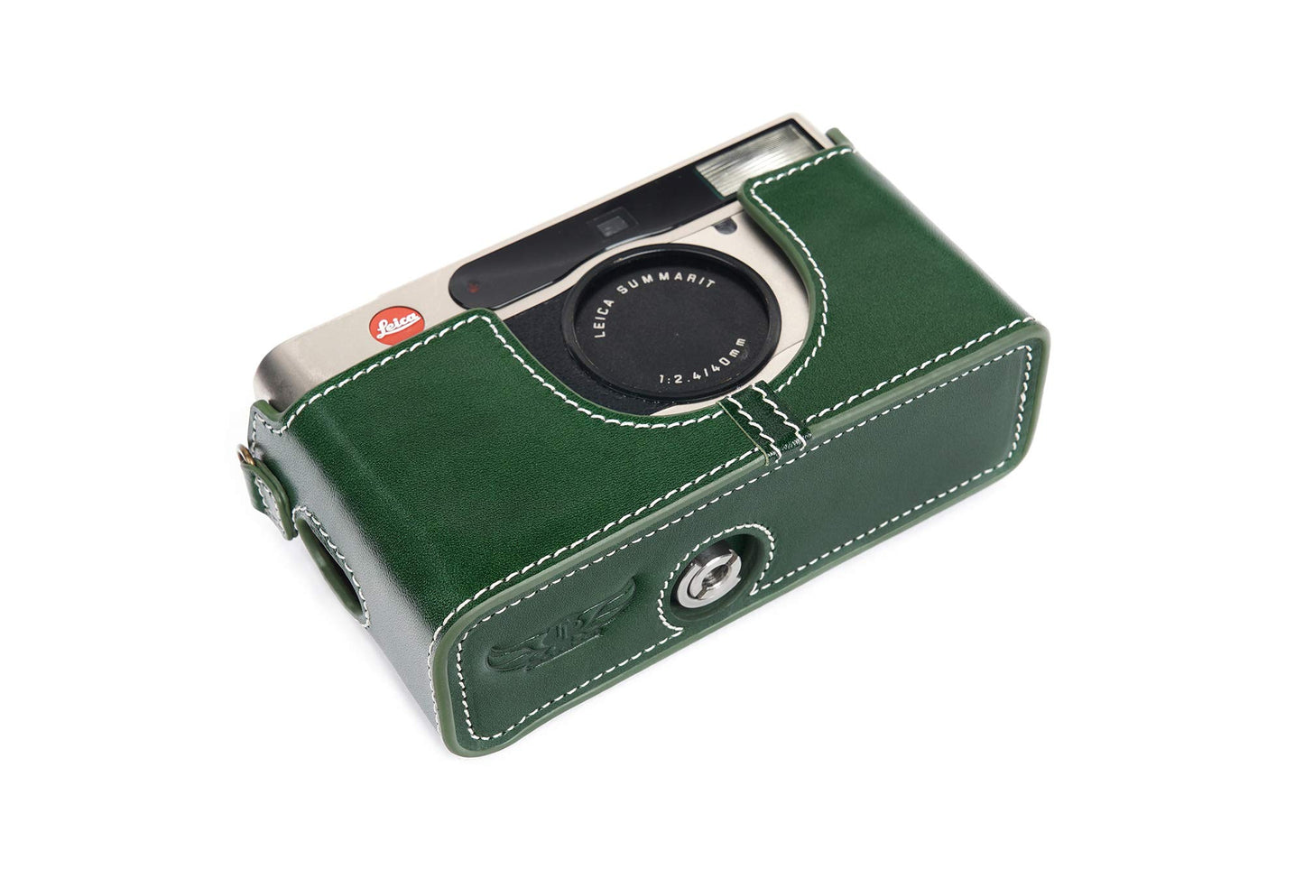 Leica Minilux Case, BolinUS Handmade Genuine Real Leather Half Camera Case Bag Cover for Leica Minilux/Minilux Zoom Camera with Hand Strap (Green)