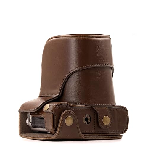 MegaGear "Ever Ready" Protective Leather Camera Case , Bag for Fujifilm X-A3, X-A2, X-A1, X-M1 Compact System with 16-50mm Lens (Dark Brown)