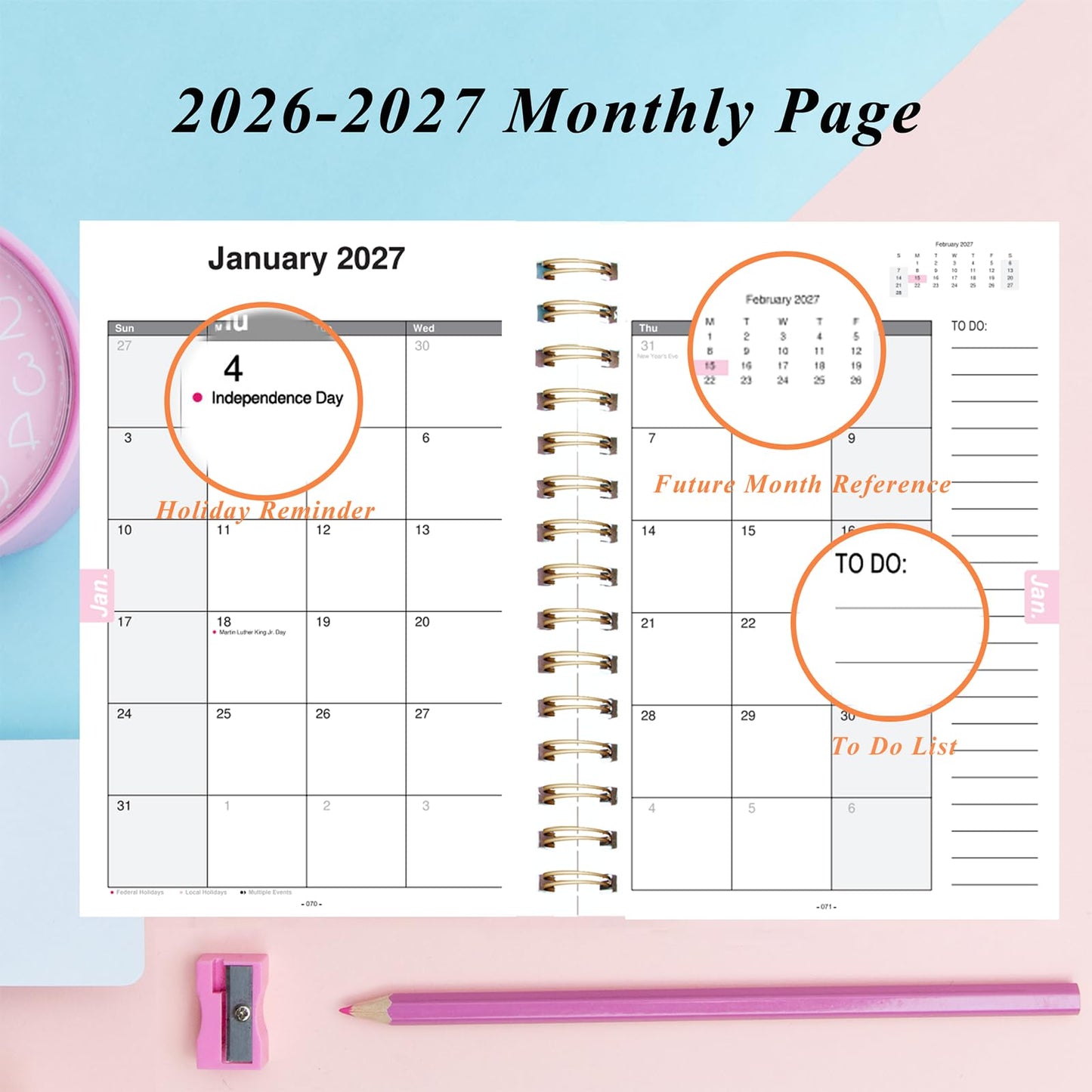 Academic Planner 2026-2027, July 2026-June 2027 Weekly and Monthly Planner Calendar, 5" x 8" School Planners for Teacher & Student, Planning Agenda