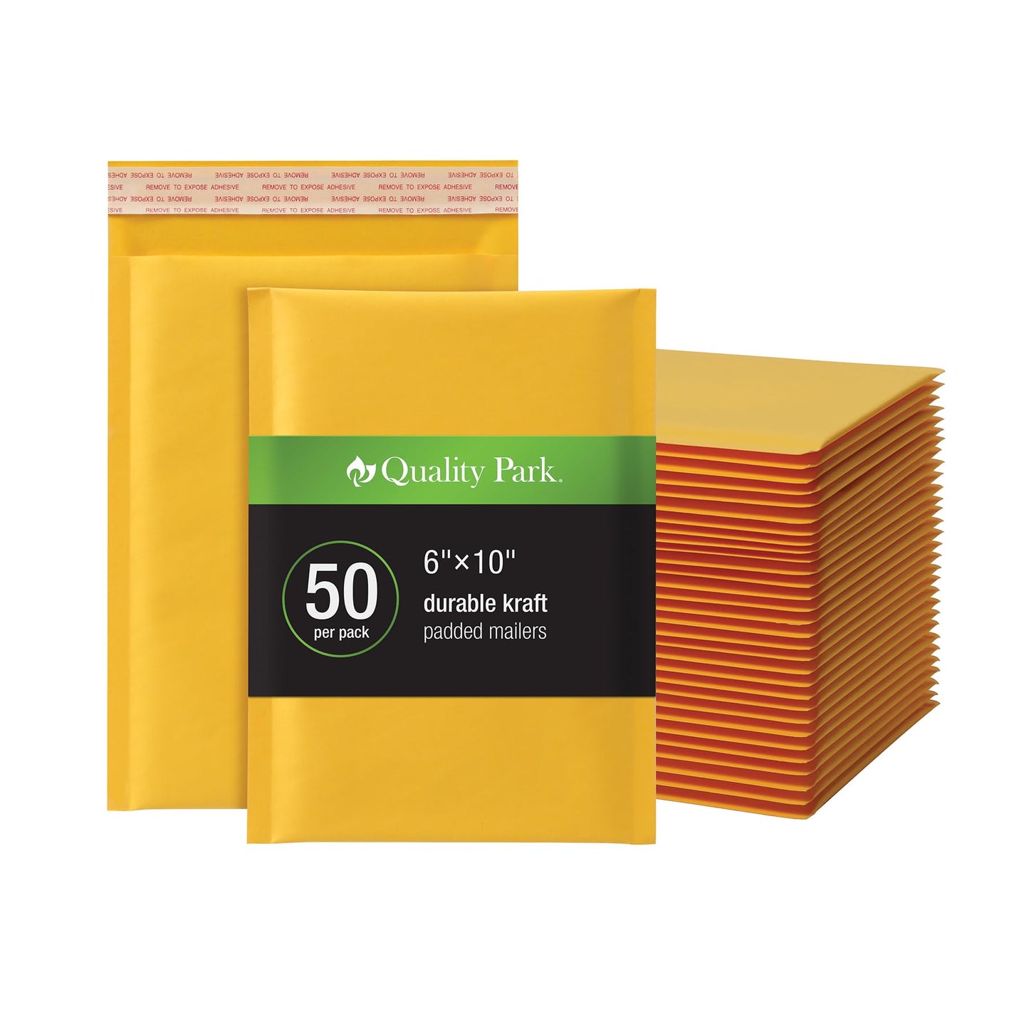 Quality Park Bubble Mailers, 6 x 9 Shipping Envelopes, Self-Seal, Durable Brown Kraft Padded Envelopes, Redi-Strip Peel Off Closure, 50 Per Box