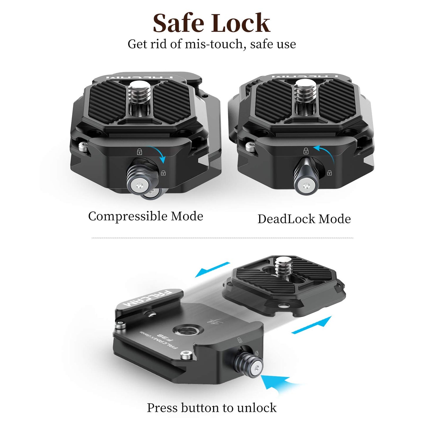 ULANZI F38 Camera Quick Release Plate w 1/4" to 3/8" Screw Thread, Quick Release System QR Plate Camera Tripod Mount Adapter for Sony Canon Monopod