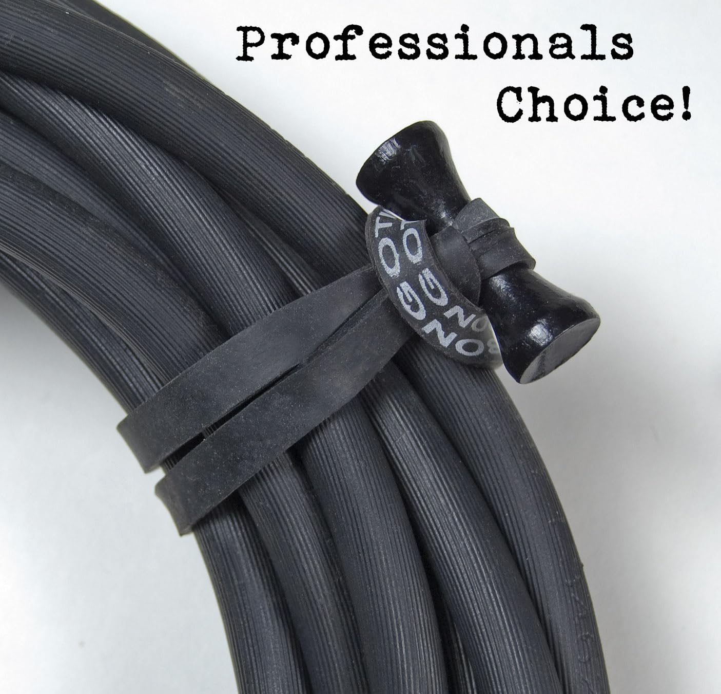 BongoTies ALL-BLACK "Obsidian" Bongo Ties - 10 Pack "Style-D" ~ Professional cable ties made of natural rubber and bamboo ~ HANDY TIES FOR CABLES